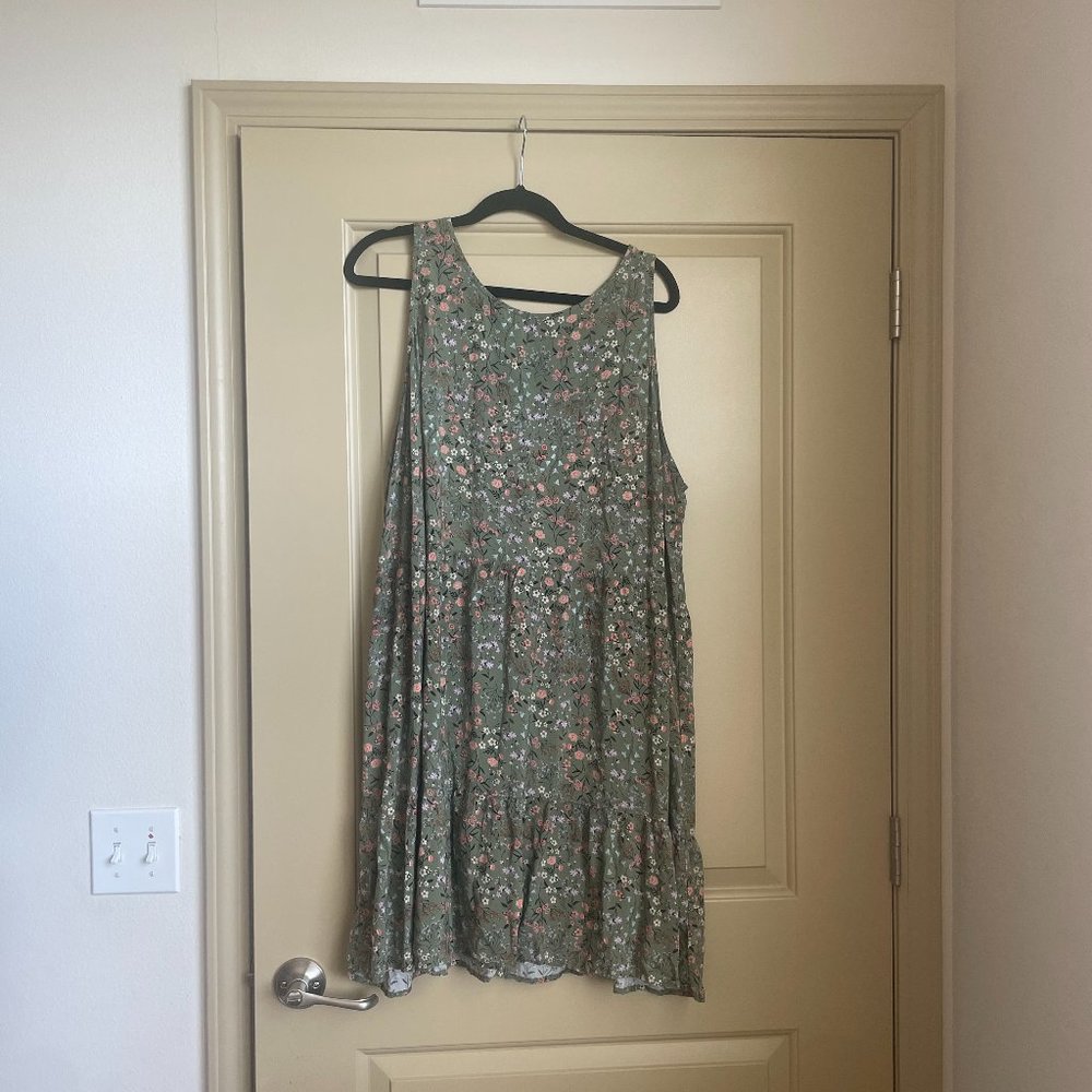 Green Floral Swing Dress